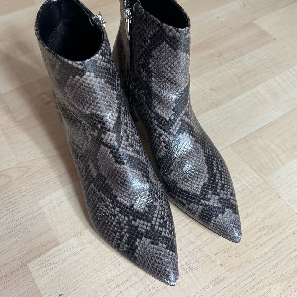 Marc Fisher Jarli Pointy Leather Snake Ankle Boots